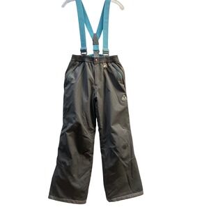 Gerry Youth Gray Aqua Snow Pants Adjustable Suspenders Insulated Size L 14/16